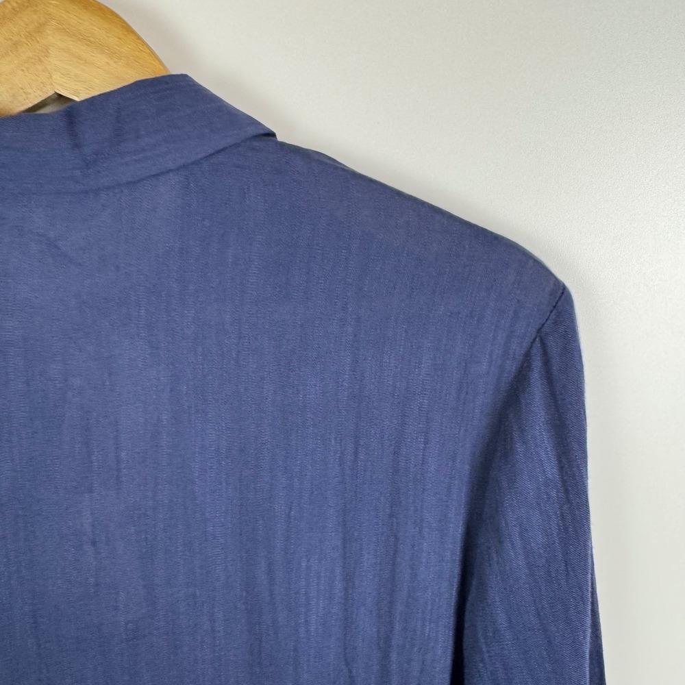 NWT Davi & Dani Button Down Tunic Top Medium Blue Peplum Hem Pockets Lagenlook - Picture 4 of 11